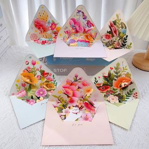 Tarjeta de Navidad con flores románticas, tarjetas de felicitación emergentes 3D, juego de postales, decoraciones para fiestas y bodas, regalos creativos para niñas - Product Image 6