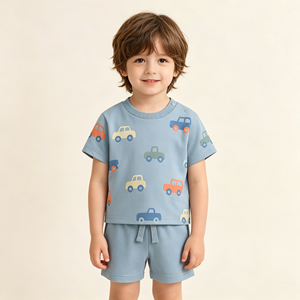 Conjunto de Verano para Niños, 2 Piezas, Camiseta y Pantalones Cortos de Algodón con Estampado de Caricaturas, Personalizable con Logotipo OEM ODM, Ropa Casual Infantil - Product Image 6