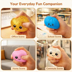 Mini Jouet Anti-Stress Squishy en Forme de Boule de Crème Pâtissière, Balle à Presser en Plastique EVA, Forme de Dumpling, Jouet Sensoriel - Product Image 4