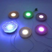 100mm Gravé 92mm LED Base Grand Nombre Spot Moderne Boule De Cristal Base USB Blanc Chaud Coloré Veilleuse Bois Matériel