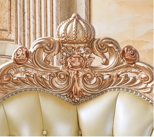 Chaise Lounge de cuero antiguo dorado con elegancia real personalizada, sofá, trono de comodidad, muebles de sala de estar - Product Image 4