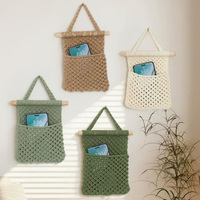 Panier suspendu en coton tissé pour la décoration intérieure, boîte de rangement murale, panier à fruits et légumes, support pour téléphone