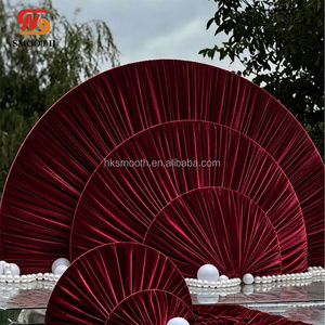 SMOOTH Red Large Multi-Layer Fan Pleated Cloth <b>Backdrop</b> Semicircle Arch Background <b>Stand</b> Luxury Event Stage Decor For Wedding - Product Image 2