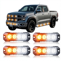 Raryloy - Juego de 4 Luces Estroboscópicas de Emergencia de 12 LED para Parrilla de Camión, Función de Sincronización, Mini Baliza de Advertencia, Impermeables, 12-24V, Aluminio+PC