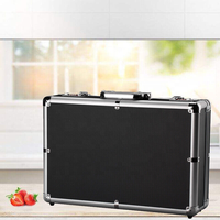 Boîte à outils en aluminium de marque en promotion, mallette noire pour équipement avec poignée pivotante, indice de protection IP68, personnalisable OEM/ODM SJ-T-007