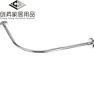 Tringle de douche télescopique en acier inoxydable, style pastoral campagnard, courbée en L, sans perçage, sans clouage - Product Image 1