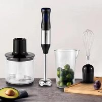 Mixeur Plongeant Électrique 4-en-1 5 Vitesses en Plastique, Robot Culinaire Portable, Préparateur de Repas pour Bébé, Batteur à Œufs, Hachoir à Viande