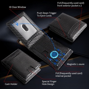 OEM Trifold Anti Theft Men RFID Blocking Wallet Business magsafe One Touch Magnetic Credit Pop up Leather Card Holder Wallet - Product Image 3