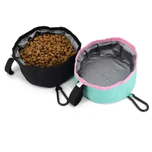 Portable Collapsible Dog Feeding Bowl Foldable Waterproof Dog Food Bowl Canvas Pet Supplies