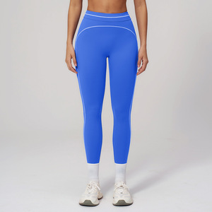 Leggings de yoga taille haute élastiques avec logo personnalisé, contrôle du ventre, pour fitness et entraînement, vente en gros, vêtements pour filles, faible MOQ - Product Image 2