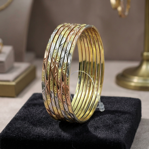 Juego de Brazaletes Chapados en 3 Tonos al por Mayor, Joyería de Brazaletes Tricolor, Brazaletes de Moda, Brazaletes de 3 Tonos, Juego de Brazaletes Multitono - Product Image 4