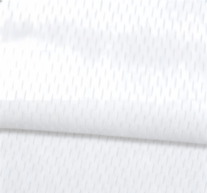 Tissu en <span class=keywords><strong>maille</strong></span> polyester léger effet œil-de-perdrix STOCK en gros, respirant et à séchage rapide, idéal pour tous types de vêtements de sport et de survêtements - Product Image 3
