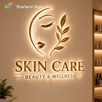 Enseigne LED personnalisée pour entreprise, enseigne lumineuse à lettres LED, enseigne en acrylique rétroéclairée 3D pour salons de beauté, logo mural, enseigne en relief