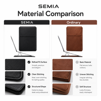 Housse pour ordinateur portable SEMIA en cuir PU huilé, grande capacité, portable, avec support et fermeture réglable pour MacBook