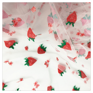 Hg6370 Lá In Mô Hình Dâu Tây 100% Polyester Vải Tuyn Trái Cây In Ấn Vải - Product Image 5