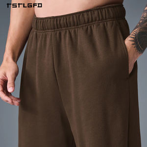 Pantalon de survêtement surdimensionné personnalisé pour homme, mélange de fibres à boucle fermée, marron terreux, coupe décontractée, avec revers élastiques, style streetwear - Product Image 4