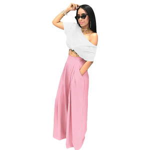 Pantalons décontracté<span class=keywords><strong>s</strong></span> pour femmes, coupe ample, jambes larges, couleur unie, grande taille, bureau, été, pantalon long pour femmes - Product Image 3