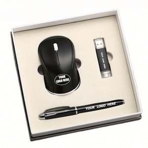 Customized Office & Travel Essential 3-Piece Set: Mini <b>Mouse</b>, USB Drive & <b>Pen</b> - Perfect Corporate Gift - Product Image 1