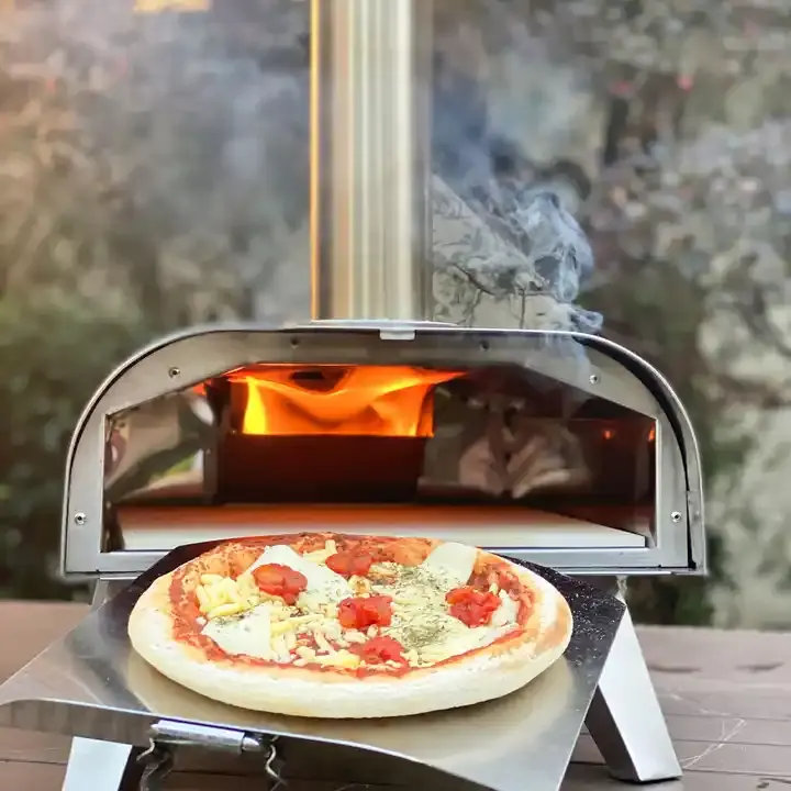 Hoge Kwaliteit Hout Pellet Pizza Oven 16 Inch Outdoor Pizza Ovens Machine Brander Commerciële Hout Pellet Pizza Oven Tuin