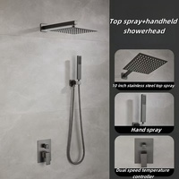 Set Shower Kamar Mandi Tersembunyi Model Eropa Modern, Chrome, Rainfall, Terpasang di Dinding, Bahan Kuningan, Laris Manis