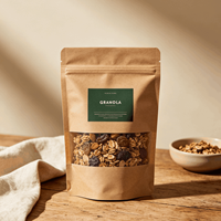Bolsa de Papel Kraft Marrón Impresa Digitalmente para Granos, Cereales, Alimentos, con Cierre Vertical