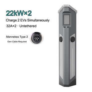 เครื่องชาร์จรถยนต์ไฟฟ้าแบบติดตั้งพื้น 22 กิโลวัตต์*2 ช่องเสียบคู่ สำหรับใช้งานเชิงพาณิชย์ ชาร์จรถยนต์ไฟฟ้าได้ 2 คันพร้อมกัน 32 แอมป์*2 แบบไม่ต้องเชื่อมต่อสาย <span class=keywords><strong>Mennekes</strong></span> Type 2 - Product Image 1