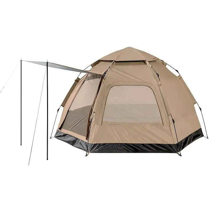 4 người pop-up cắm trại Lều ngay lập tức thiết kế hình lục giác với 2 cửa ra vào dễ dàng thiết lập tiền sảnh rainffly