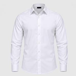 Chemise habillée blanche sur mesure pour homme, manches longues, formelle, boutonnée, avec logo brodé personnalisé, fournisseur OEM - Product Image 1