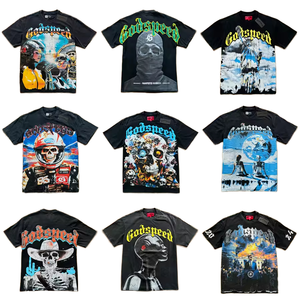 Camiseta de hip hop para hombre, 100% algodón, corte holgado, 220-300 g, estampado en serigrafía, para todas las temporadas - Product Image 1