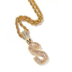 Custom Big Cusrsive Cuban Link Pendants <b>Chain</b> <b>Iced</b> <b>Out</b> Tennis Stone Letter Name Plate Pendant Necklace - Product Image 4