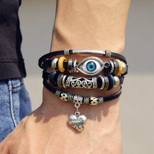 สร้อยข้อมือหนังหลากสีลายปีกผีเสื้อ ต้นไม้แห่งชีวิต ใบไม้ ตาปีศาจ เครื่องรางนำโชค สำหรับเด็กชาย เด็กหญิง สร้อยข้อมือหนังเท่ๆ ของขวัญสำหรับนักเรียน - Product Image 2
