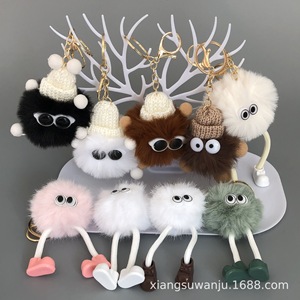 Llaveros de peluche con forma de bola de pelo, 5 cm, portátiles, con forma 3D, imitación de piel de conejo, para bolso, accesorios de coche, decoración de moda juvenil - Product Image 1