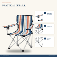 Chaise de jardin pliable en gros avec porte-gobelet latéral et logo et motif personnalisés pour l'extérieur, la plage et la côte