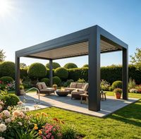 Pergola bioclimatique de luxe en aluminium Sweet Home avec toit à lames motorisées, écologique et résistante au vent, pour la décoration des bâtiments de jardin