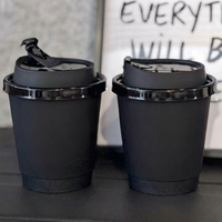 Gobelets à café jetables personnalisés avec logo, en papier kraft recyclable à double paroi, 8oz, 12oz, 16oz, avec couvercle pour boissons chaudes