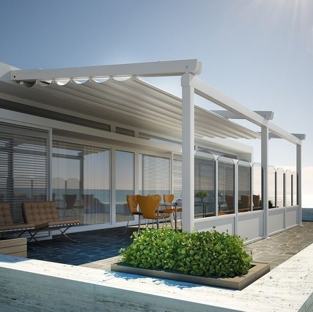 Adjustable Louvers Retractable Outdoor Waterproof Aluminum Folding Roof Pergola