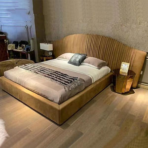 Moderne Luxe Kingsize Bed Breed Hoofdeinde Met Goud Roestvrijstalen Stof Slaapkamerbedset Ontwerpen Meubels - Product Image 4