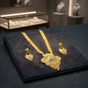 Colliers de mode plaqués or micronique 14K 18K 24K en gros, bijoux au design traditionnel, colliers longs en laiton rempli d'or - Product Image 4