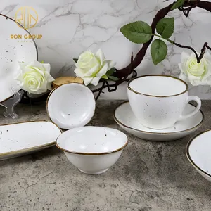 hot selling porcelain small soy sauce dipping ceramic white color sauce dish with golden edge