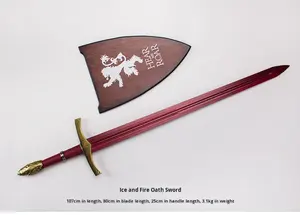 Sin afilar para Game of Thrones Oath-Breaking Western Sword Red Sword of Ice Fire con grabado chapado en oro Brienne Jaime - Product Image 6
