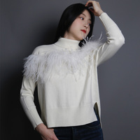 Pull en laine tricoté à plumes Tyan haut de gamme, design élégant, manches longues, coupe ajustée pour femme, collection printemps
