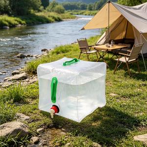 Bouteille d'eau transparente en PVC de grande capacité 20L, seau pliable carré pour le camping, stockage d'eau en plein air - Product Image 2