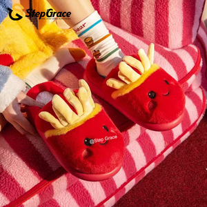 Chaussons d'intérieur pour femmes StepGrace, mignons, en forme de frites, chauds pour l'hiver, à semelle épaisse - Product Image 3