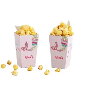 Penjualan laris kotak kertas Popcorn malam film/kantung cangkir kertas desain pesta tas bergaris berwarna merah putih