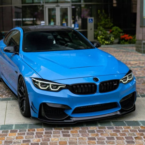 ลิ้นกันชนหน้า Amp-Z สำหรับ Bmw M3 M4 F80 F82 F83 สีดำเปียโน ลายคาร์บอนไฟเบอร์ ผิวด้าน - Product Image 4