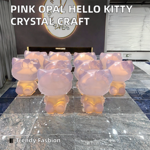 Bán buôn tinh thể tự nhiên khắc màu hồng OPAL Hello Kitty thiết kế để chữa bệnh hàng thủ công dân gian và các mảnh trang trí pha lê khác - Product Image 4