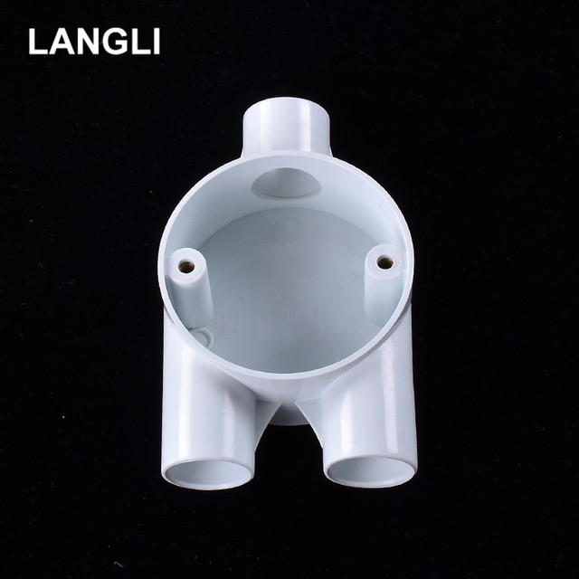 High Quality White/Black PVC Tee Way Electrical Waterproof Fireproof Flexible Enclosure Conduit Junction Box with 1/2 Pipe Size