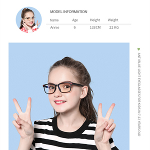 Anti-lumière bleue fille lunettes pour Prescription haute qualité 7 11 <span class=keywords><strong>12</strong></span> <span class=keywords><strong>ans</strong></span> TR90 Rectangle noir métal charnière garçon enfants - Product Image 6