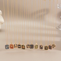 Collier en cuivre de luxe léger, design plaque carrée transfrontalier, style polyvalent 2 étoiles, chaîne de col tendance, cadeau unique