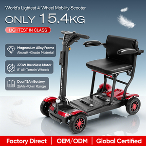 Long Range 40km Dual Removable 13Ah <b>Battery</b> X2 Folding Ultra Light Mobility Scooter 270W Brushless for Elder Handicap Traveler - Product Image 2